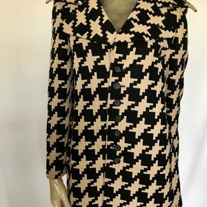 JOHN BARTLETT Houndstooth Collection Coat Jacket Pea Coat Black/Camel, sz 40 US6